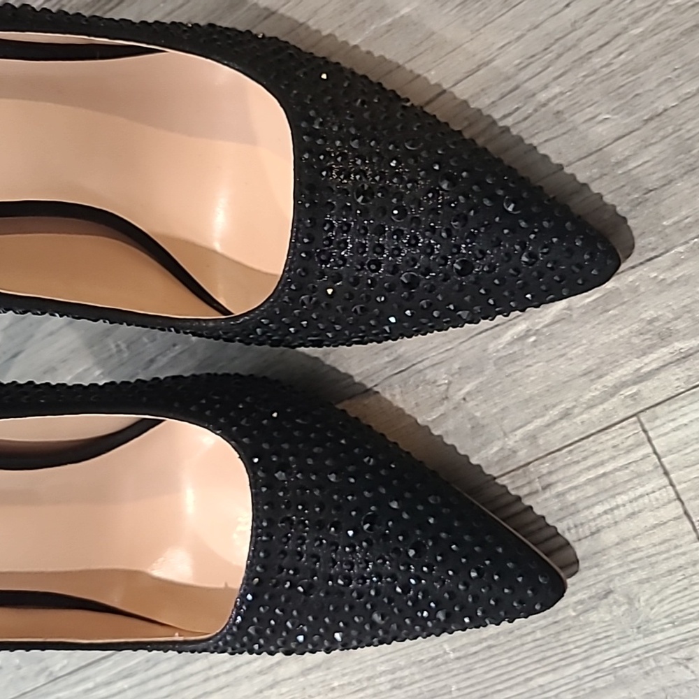 Elisabet Tang Sparkling Black Rhinestone Heels Size 8.5 - Picture 5 of 6